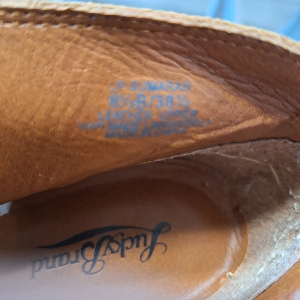 Lucky Brand Western Camel Suede Wedge Heel Ankle Booties Size 8.5